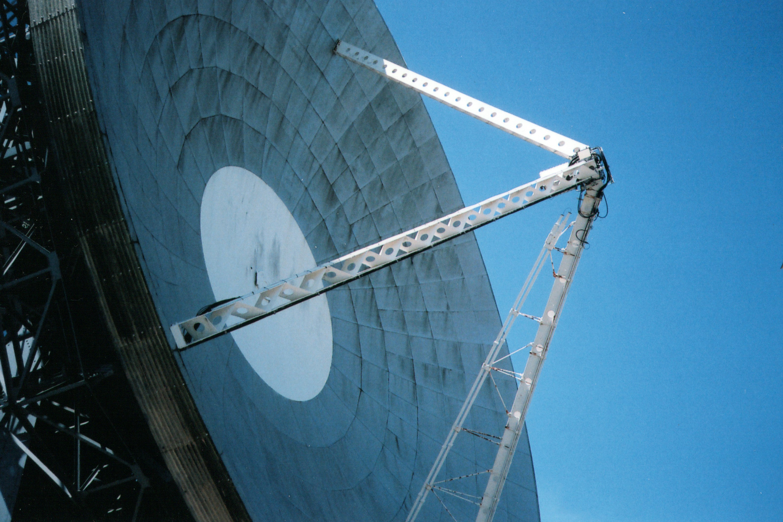 white and black satellite dish